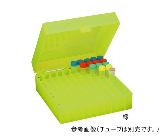 WATSON チューブラック 1.5/2.0mlチューブ用 100穴 緑 2572-102G 1個(ご注文単位1個)【直送品】