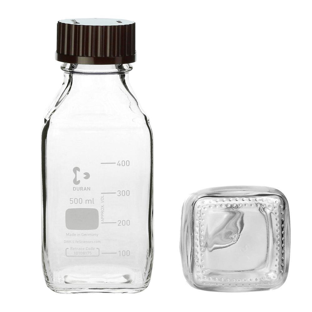 DWK Life Sciences ねじ口瓶角型 デュラン(R) 赤キャップ付 500mL 017230-5001A 1本(ご注文単位1本)【直送品】