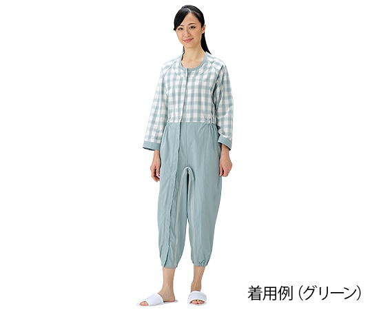 アズワン 制菌前開き介護用ねまき (ロック機能付) グリーン/LL LLサイズ グリ-ン色 1枚(ご注文単位1枚)【直送品】