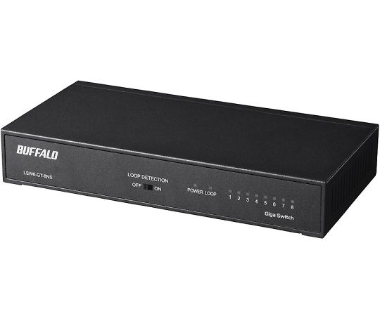 BUFFALO Giga 8ポート スイッチングハブ 電源内蔵 金属筐体 マグネット付 ブラックLSW6-GT-8NS/BK 1個 (ご注文単位1個) 【直送品】