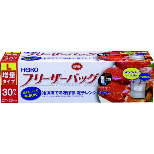 トラスコ中山 HEIKO フリーザーバッグ 増量タイプ L 30枚入り(ご注文単位1箱)【直送品】