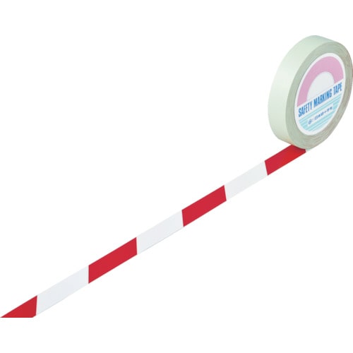 トラスコ中山 緑十字 ガードテープ(ラインテープ) 白/赤(トラ柄) GT-251WR 25mm幅×100m(ご注文単位1巻)【直送品】