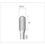 トラスコ中山 ナカニシ チタンコート超硬カッター 円筒先丸(ダブルカット)刃径9.5mm 刃長19mm(ご注文単位1本)【直送品】