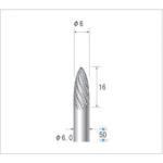 トラスコ中山 ナカニシ チタンコート超硬カッター 砲弾(ダブルカット)刃径6mm 刃長16mm 476-2177(ご注文単位1本)【直送品】