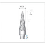 トラスコ中山 ナカニシ チタンコート超硬カッター テーパー(ダブルカット)刃径9.5mm 刃長27mm(ご注文単位1本)【直送品】