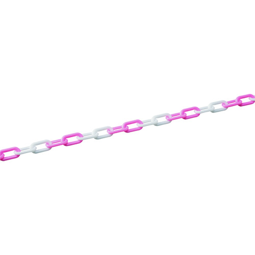 トラスコ中山 緑十字 プラスチックチェーン ピンク/ホワイト PTS-730PW 長さ:30m 線径:7mmΦ ポリエチレン(ご注文単位1巻)【直送品】