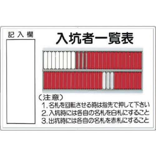 トラスコ中山 つくし 標識 「入坑者一覧表 50人用」(ご注文単位1台)【直送品】