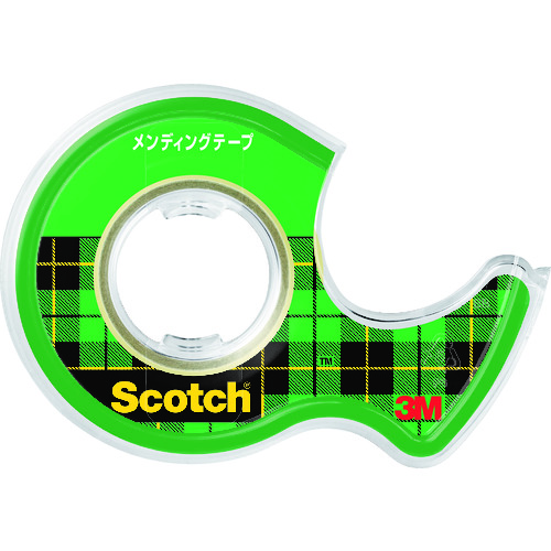 トラスコ中山 3M 事務用テープ メンディングテープ 18mm×7.6m ディスペンサー付(ご注文単位1巻)【直送品】