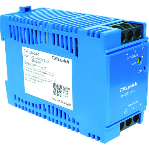 トラスコ中山 TDKラムダ DINレール取付専用ユニット型電源 DRJ 100W ブロック端子(ご注文単位1台)【直送品】