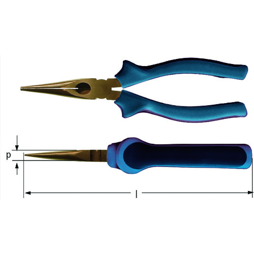 トラスコ中山 Ampcoスイス 防爆プライヤー ロングノース 切断能力:鉄線1mm、銅線4mm 全長180mm(ご注文単位1個)【直送品】