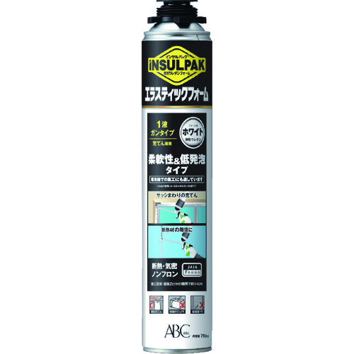 トラスコ中山 ABC 簡易型発泡ウレタンフォーム 1液ガンタイプ 弾性ウレタンフォーム インサルパック インサルエラスティックフォーム 750ml フォーム色:ホワイト(ご注文単位1本)【直送品】
