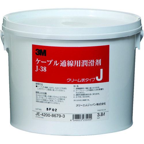 トラスコ中山 コーニング ケーブル潤滑剤 J-38 3.8リットル(ご注文単位1個)【直送品】