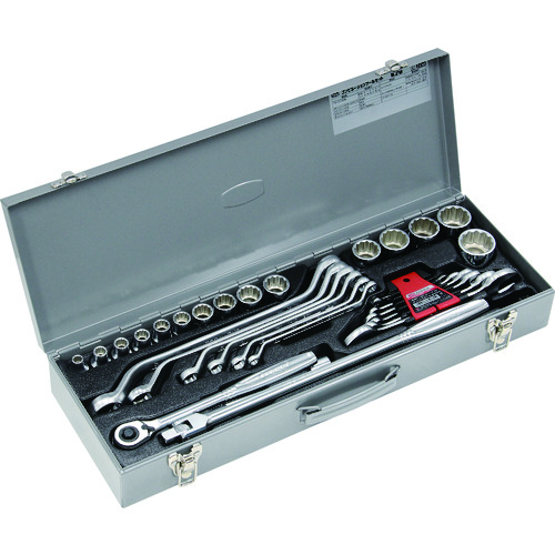 トラスコ中山 TONE 整備用工具セット コンビネーションツールセット(軽作業用) シルバー 32点セット(ご注文単位1セット)【直送品】