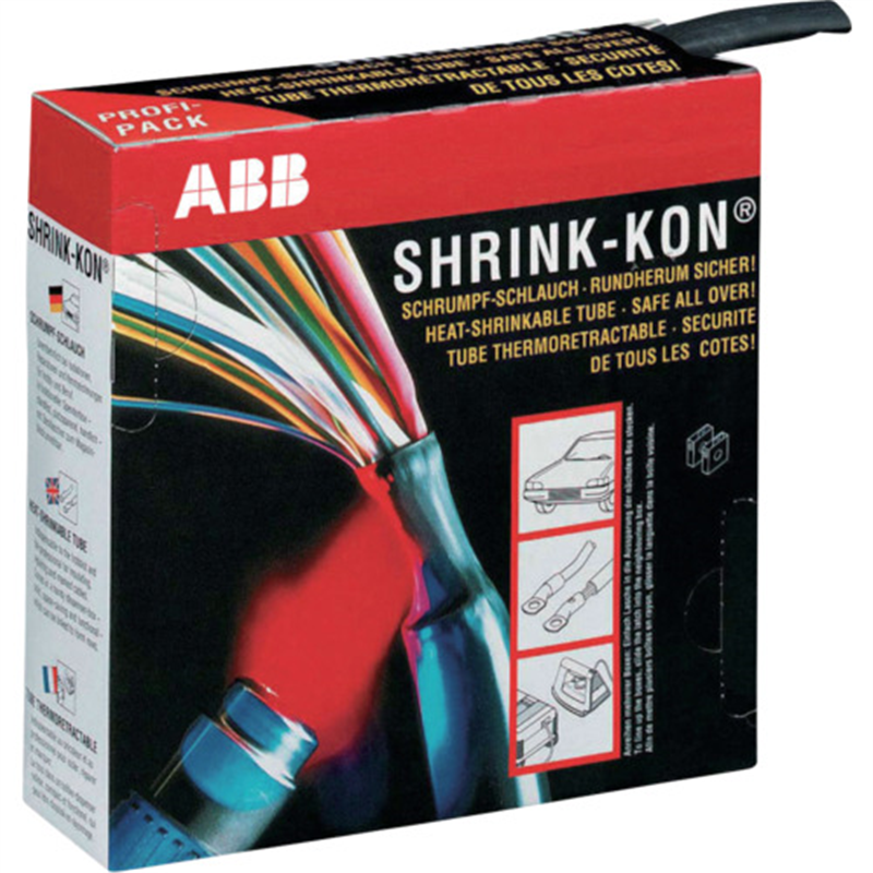 シュリンクコン 熱収縮チューブ Shrink-kon(シュリンクコン)一般用カラーボックスタイプ 黒 1巻（ご注文単位1巻）【直送品】