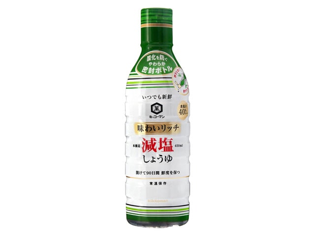 キッコーマン味わいリッチ減塩しょうゆ450ml※軽(ご注文単位6個)【直送品】