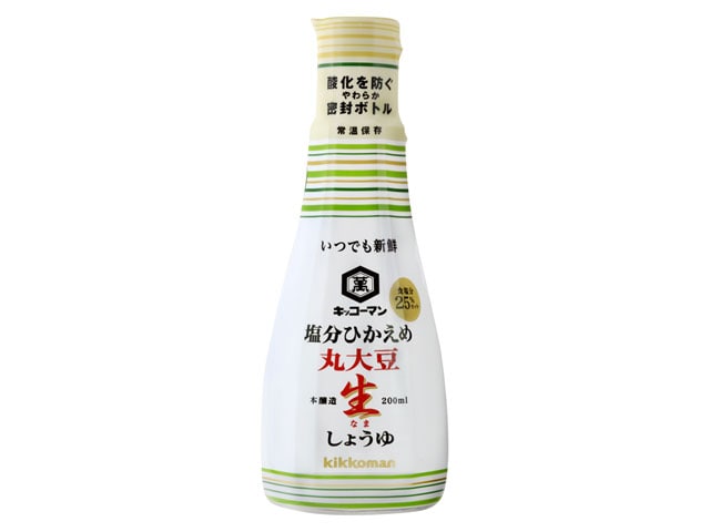 キッコーマン塩分ひかえめ丸大豆生しょうゆ200ml※軽(ご注文単位6個)【直送品】