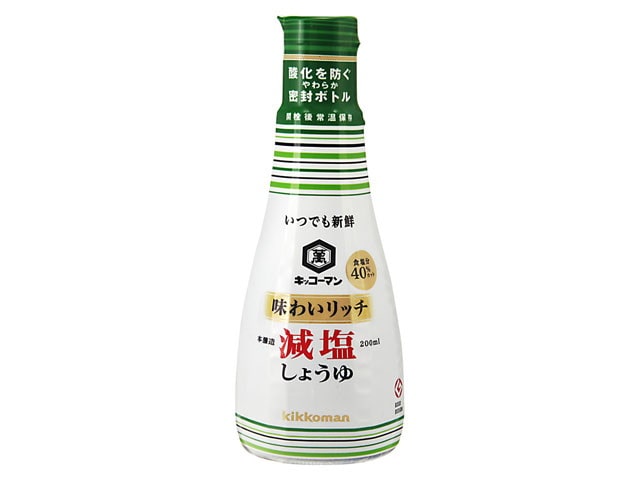 キッコーマン味わいリッチ減塩しょうゆ200ml※軽(ご注文単位12個)【直送品】