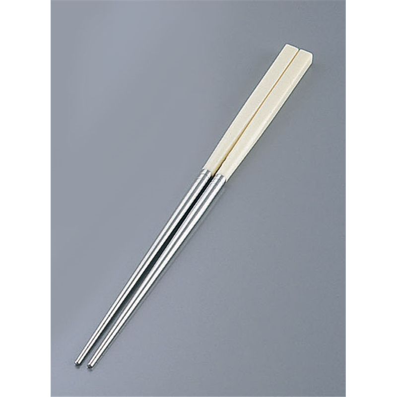 PC柄ステンレス軽量箸(スベリ止付) 24cm レモンイエロー 1袋(ご注文単位1袋)【直送品】