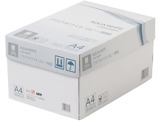 APPJ コピーペーパー アクアホワイト A4 500枚×10冊 1箱(ご注文単位1箱)【直送品】