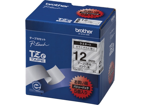 ブラザー ラベル用ラミネートテープ12mm 透明 黒文字(5個入) 1箱(ご注文単位1箱)【直送品】