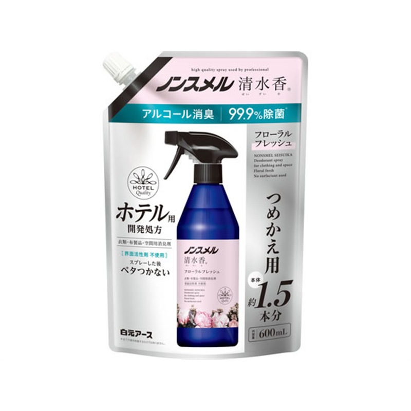 白元アース ノンスメル 清水香 フローラルフレッシュ 詰替 600ml 1個（ご注文単位1個)【直送品】