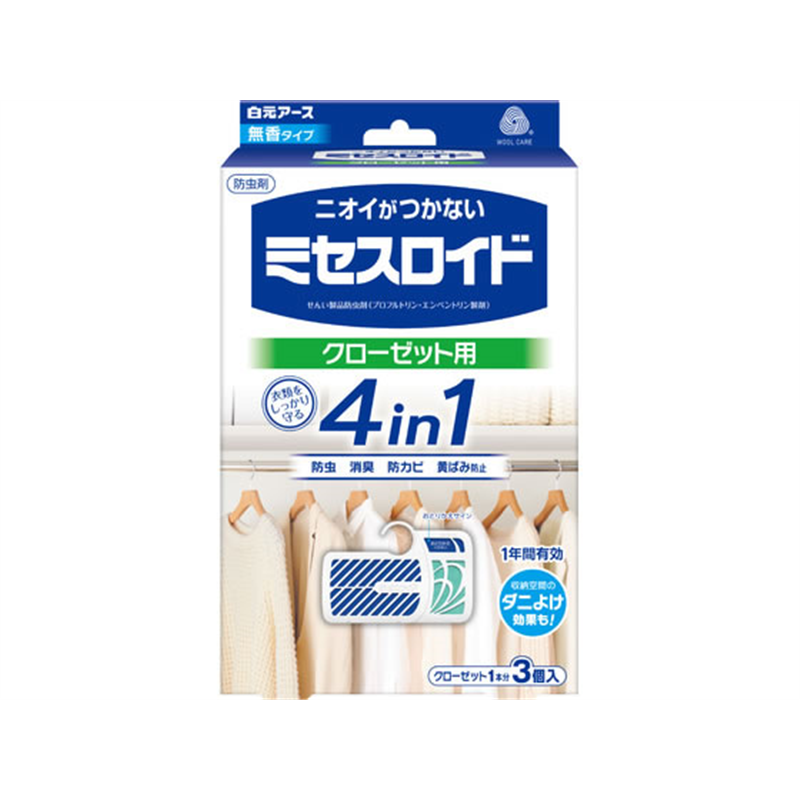 白元アース ニオイがつかないミセスロイド クローゼット用 1年 3個 1箱（ご注文単位1箱）【直送品】