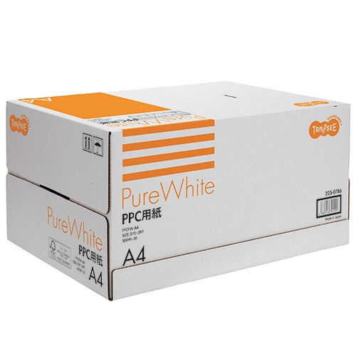 TANOSEE PPC用紙 Pure White A4 フタ無し箱 500枚 10冊/箱(ご注文単位1箱)【直送品】