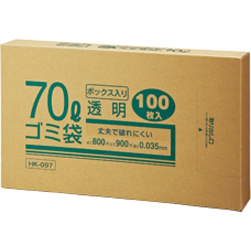 クラフトマン 業務用透明 メタロセン配合厚手ゴミ袋 70L BOXタイプ HK-097 100枚/箱（ご注文単位1箱）【直送品】