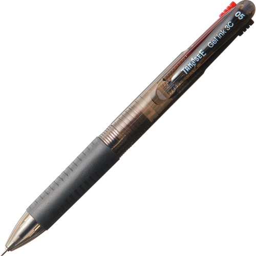 TANOSEE ノック式ゲルインク3色ボールペン 0.5mm (軸色:ブラック) 1本(ご注文単位1本)【直送品】