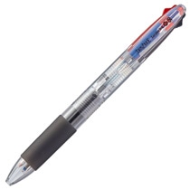 TANOSEE ノック式油性3色ボールペン(なめらかインク) 0.5mm (軸色:クリア) 1本(ご注文単位1本)【直送品】
