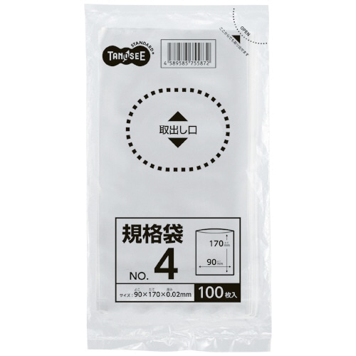 TANOSEE 規格袋 4号 0.02×90×170mm 100枚 30袋/箱(ご注文単位1箱)【直送品】