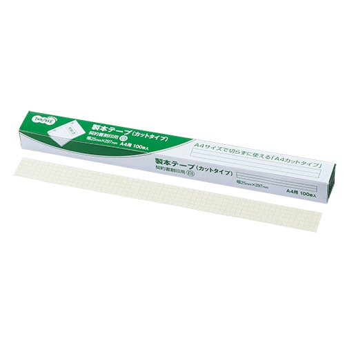 TANOSEE 製本テープ 契約書割印用 25×297mm ホワイト 100枚/箱(ご注文単位1箱)【直送品】