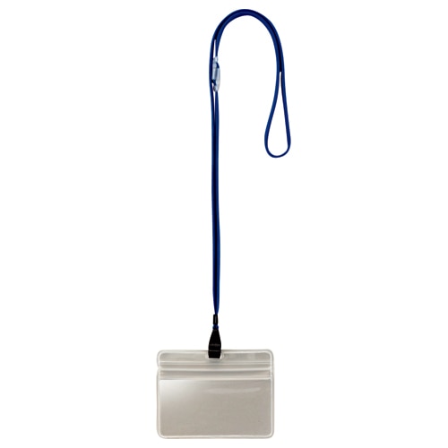 TANOSEE 吊下げ名札 防水チャック付 青 50個/箱(ご注文単位1箱)【直送品】