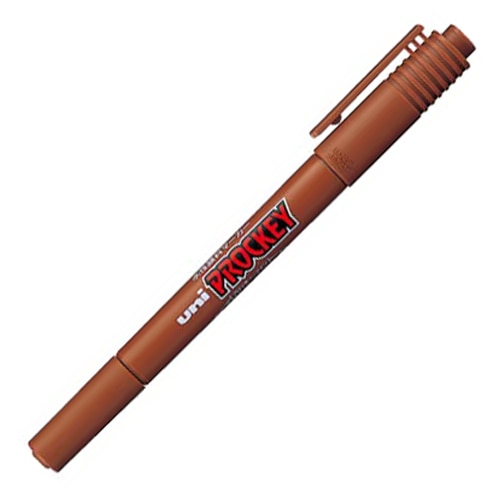三菱鉛筆 水性マーカー プロッキー 細字丸芯＋極細 茶 PM120T.21 1本（ご注文単位1本）【直送品】
