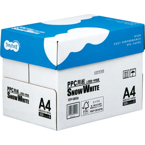 TANOSEE PPC用紙 SNOW WHITE A4 1箱(2500枚:500枚×5冊)(ご注文単位1箱)【直送品】