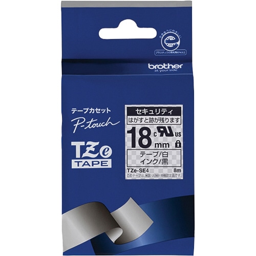 ブラザー　ピータッチ　TZeテープ　セキュリティテープ　18mm　白／黒文字　TZE-SE4　1個（ご注文単位1個）【直送品】