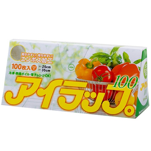 岩谷マテリアル アイラップ100 エンボス加工 マチ付き 約25×35cm 100枚/パック(ご注文単位1パック)【直送品】