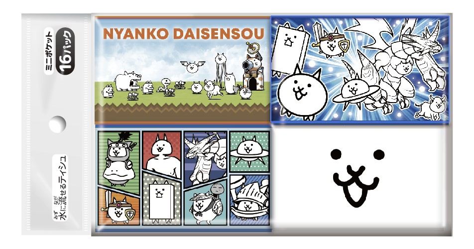 ダイレイ にゃんこ大戦争 ミニポケットティシュ16個組 16個/パック（ご注文単位1パック）【直送品】