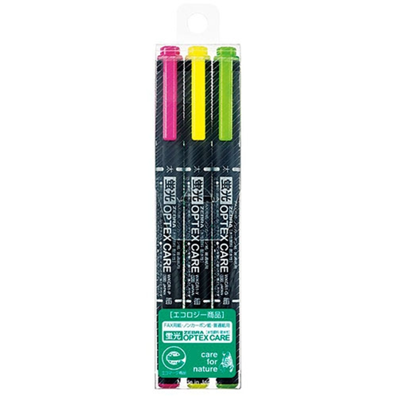 ゼブラ 蛍光オプテックスケア WKCR1-3C 3色セット 1個（ご注文単位1個）【直送品】