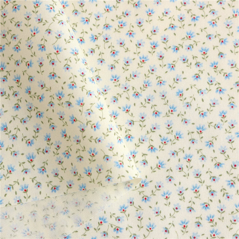 日本紐釦貿易 花柄プリント ブロード生地 巾112cm×10m切売カット ブルー系 B6100Z-3-3-10M 1枚（ご注文単位1枚）【直送品】
