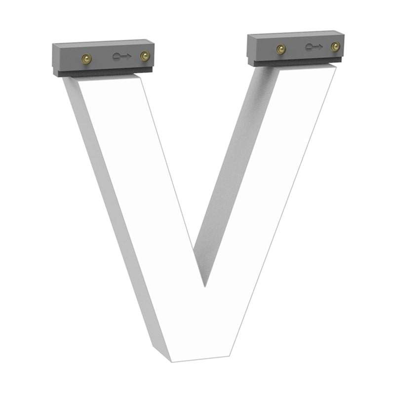 LEDチャネル文字 abcMIX スライドレール式 吊り下げタイプ H100mm 大文字 V 1個（ご注文単位1個）【直送品】