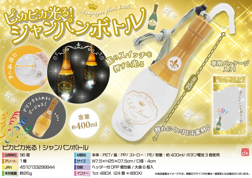 三洋堂 ピカピカ光る シャンパンボトル 1個(ご注文単位96個)【直送品】
