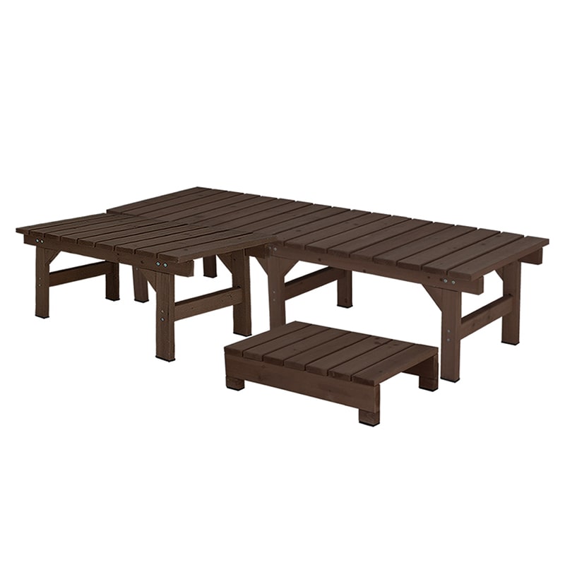 住まいスタイル ユニット縁台ベンチ ひより 連結3点セット 174×55 ダークブラウン DE-17455-3PSET-DBR 1セット（ご注文単位1セット）【直送品】
