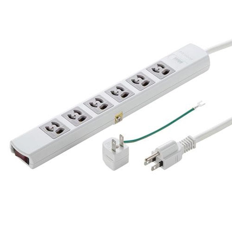 エスコ EA815GM-334 AC125V/15Ax5mタップ(6口/3P/一括スイッチ/抜止) 1個(ご注文単位1個)【直送品】