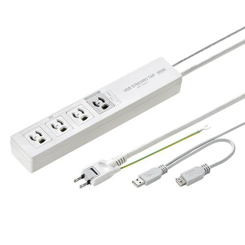 エスコ EA815GM-386 125V/15Ax5mパソコン連動タップ(4口/USB感知式) 1個(ご注文単位1個)【直送品】