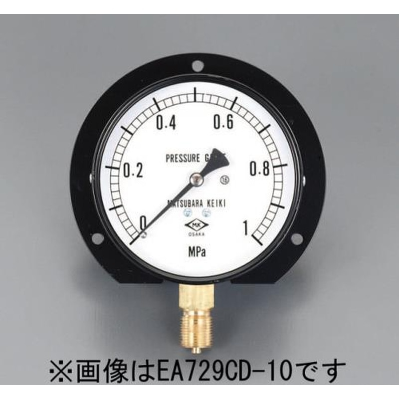 エスコ EA729CD-25 G3/8”/75/100mm/0-2.5MPaつば付圧力計 1個（ご注文単位1個）【直送品】