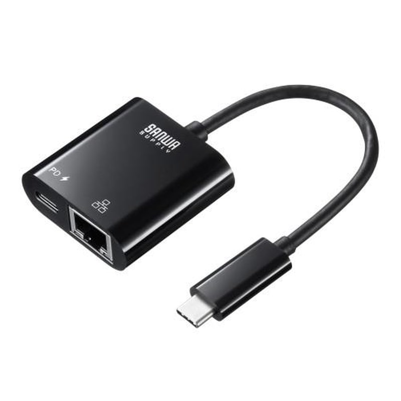 エスコ EA759GY-63 500mmLANアダプター(TypeC/VGAポート付/黒) 1個(ご注文単位1個)【直送品】