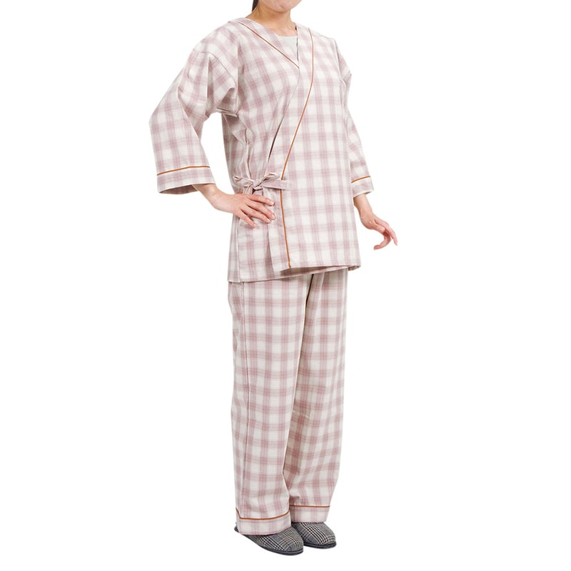 寝巻き セパレートタイプ 婦人用 NO.0730 M タータンピンク 1枚(ご注文単位1枚)【直送品】