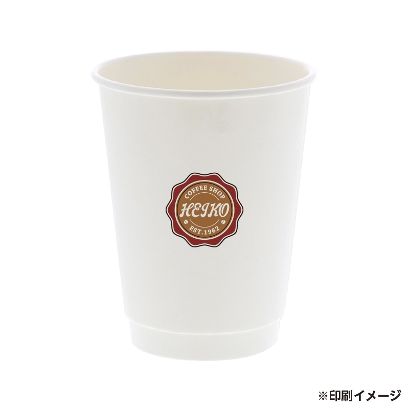 【オリジナル印刷】二重断熱カップ 12オンス 410ml ホワイト フルカラー印刷 1000個