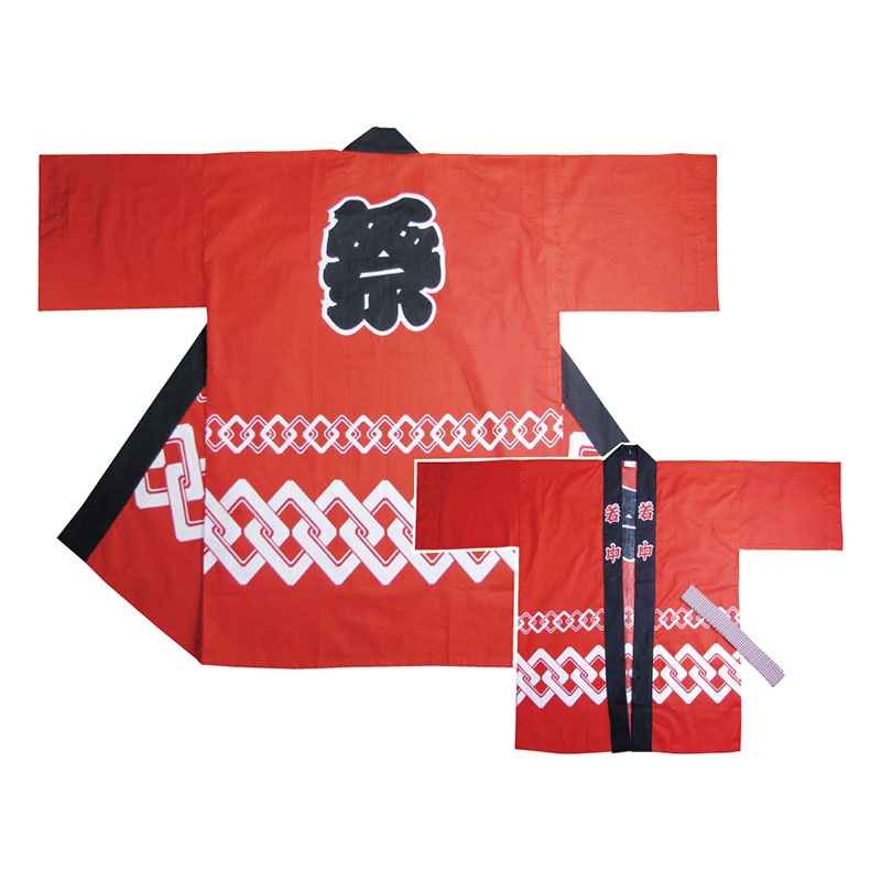 P・O・Pプロダクツ 祭ハッピ 天竺 S 赤 No.3754 1枚(ご注文単位1枚)【直送品】